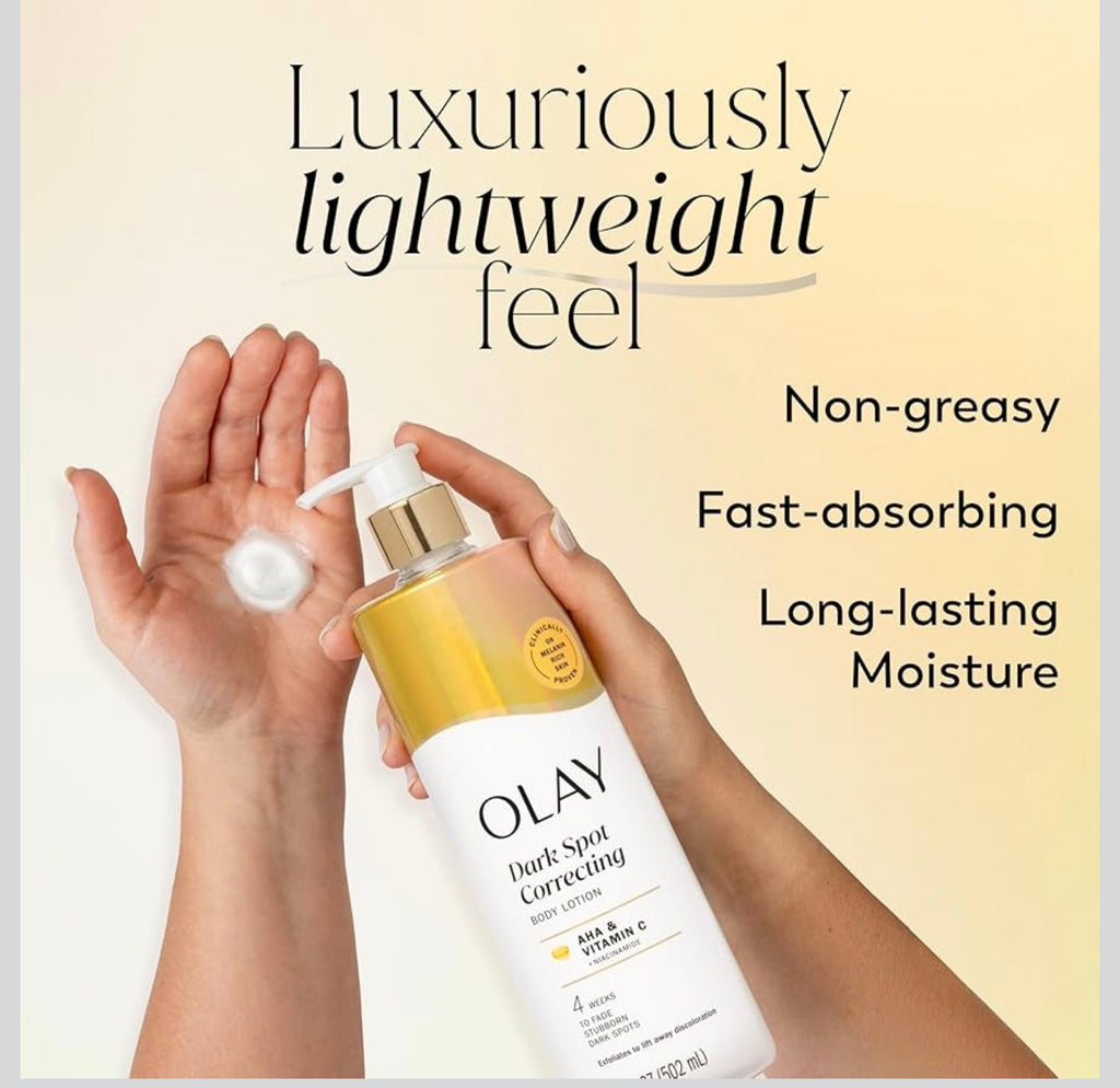 OLAY
Dark Spot Correcting
Body Lotion
AHA &
Vitamin C