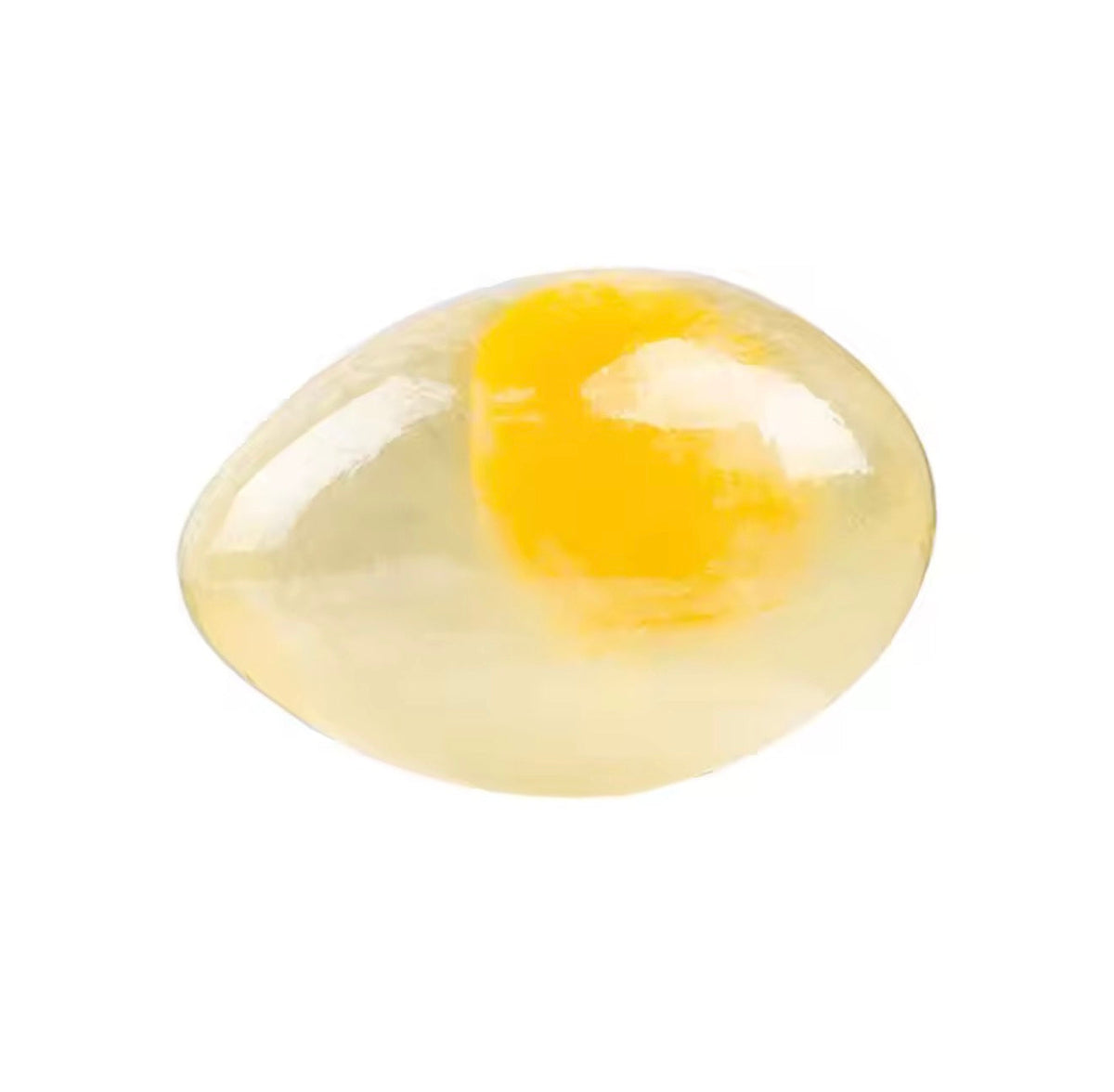 Clear teardrop-shaped stone with a yellow center on a white background
